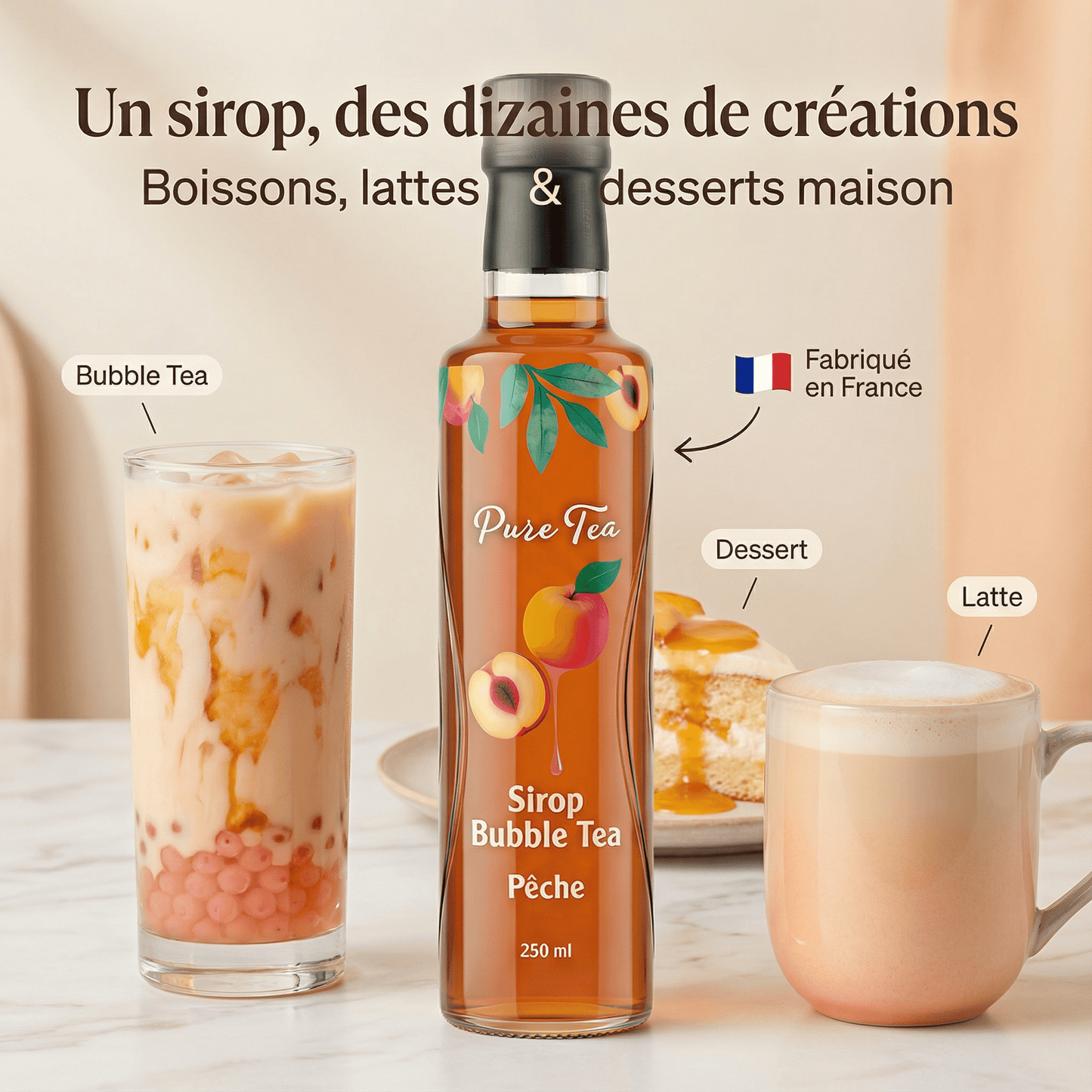 Sirop Bubble Pêche - Pure Tea