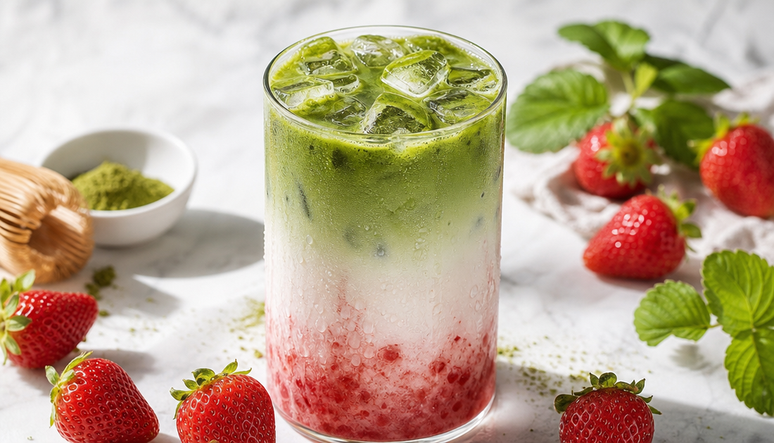 Strawberry Matcha Latte : la recette du latte fraise-matcha glacé - Pure Tea