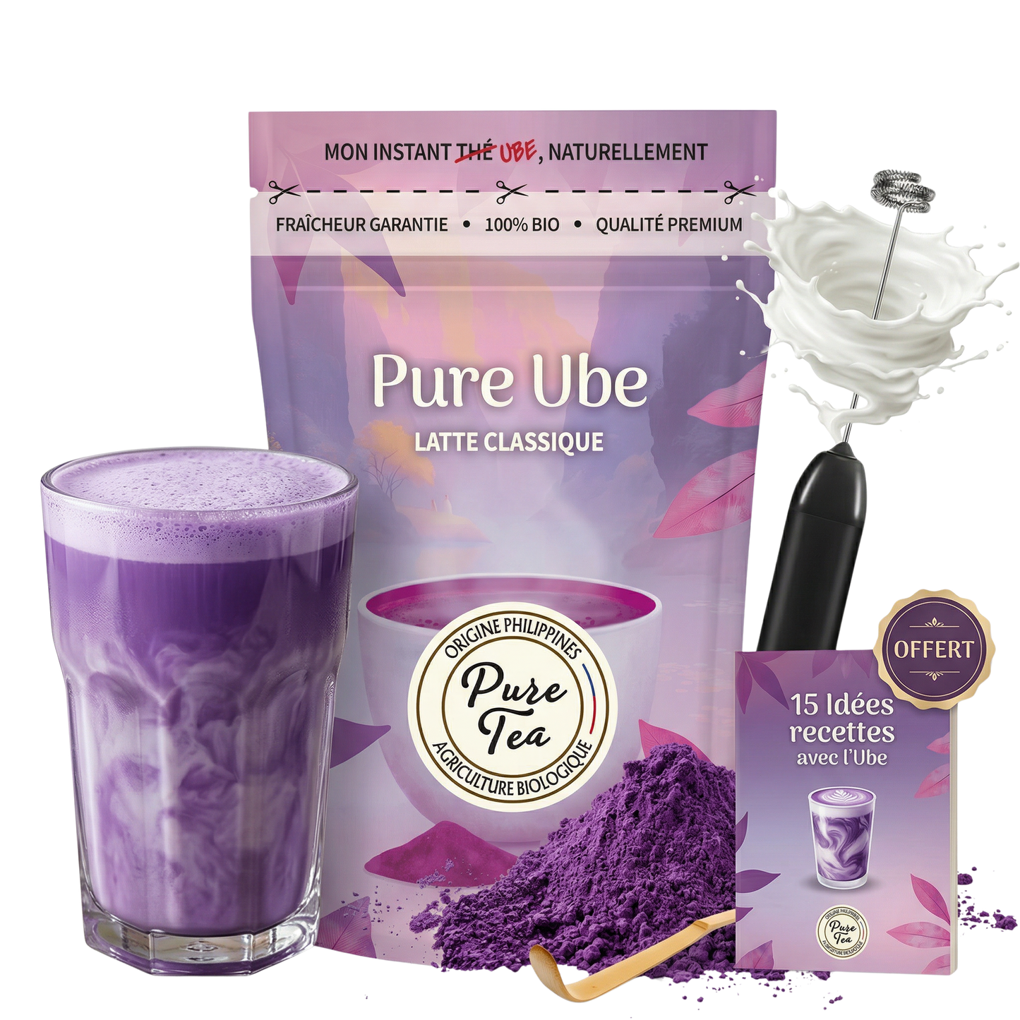 Pack Découverte Ube - Mousseur + Chashaku + 100 Gr + Recettes